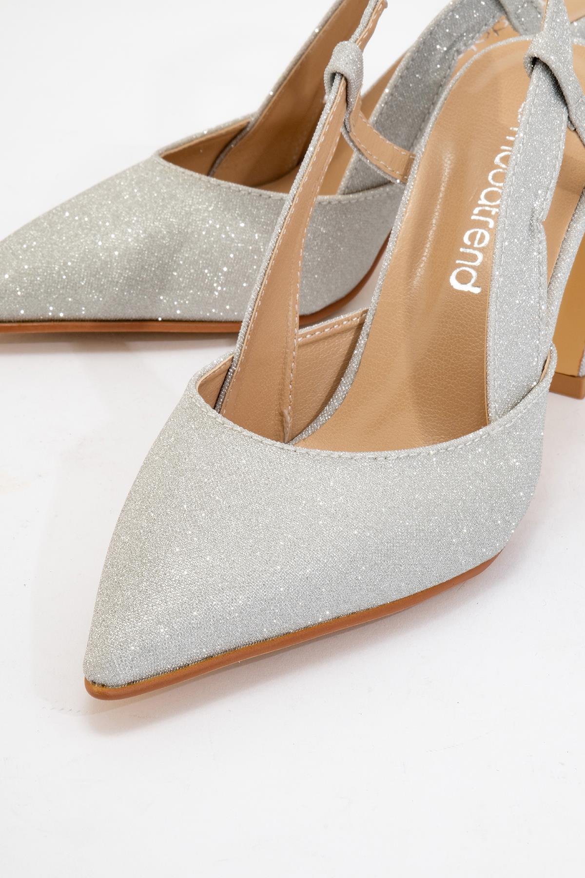 Kadın Arkası Açık Topuklu Ayakkabı GÜMÜŞ SİM - Görsel 4