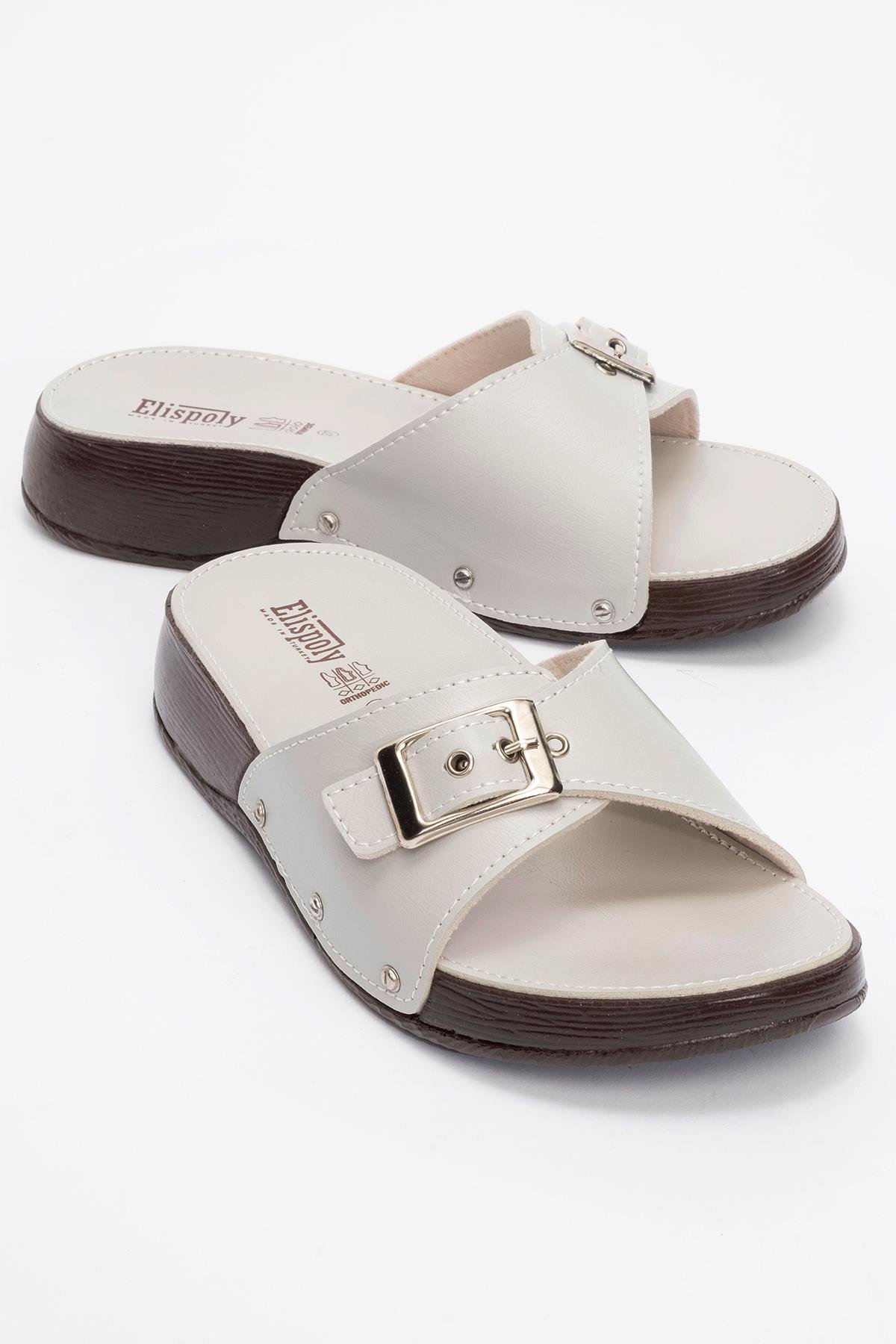 Tek Tokalı Kemerli Kadın Terlik BEJ - Görsel 2