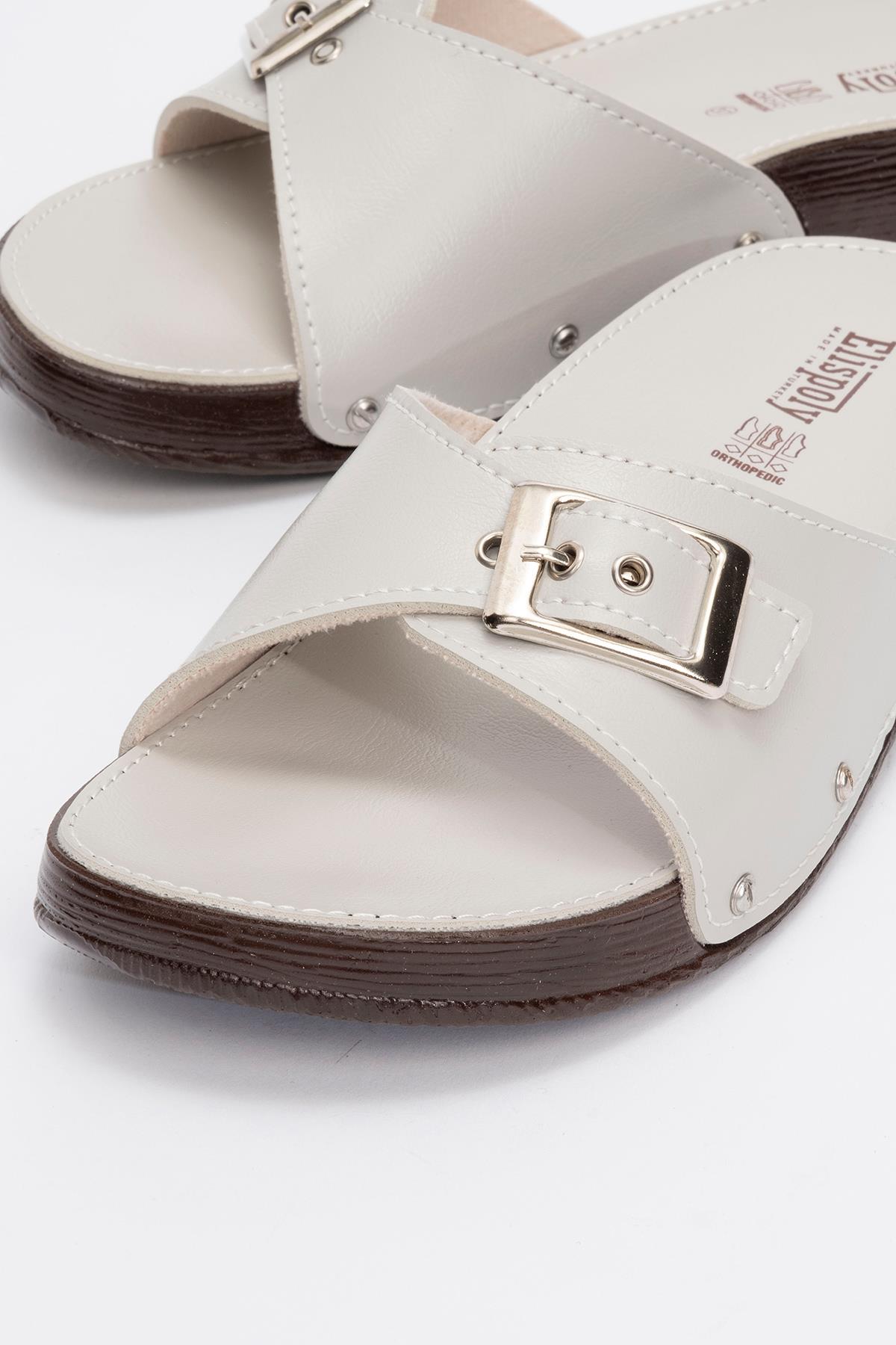 Tek Tokalı Kemerli Kadın Terlik BEJ - Görsel 3