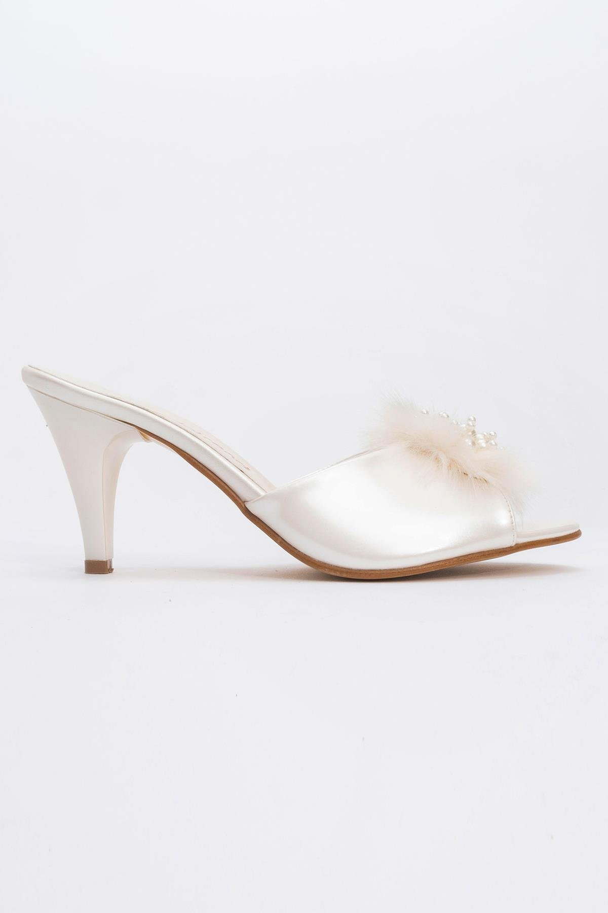 Kadın Tüylü İncili Topuklu Terlik SEDEF RUGAN - Görsel 3