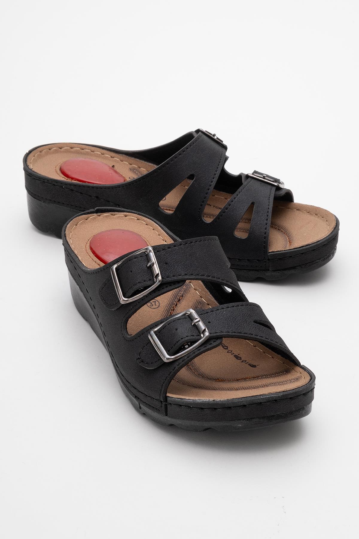 Kadın Çift Tokalı Terlik SİYAH - Görsel 2