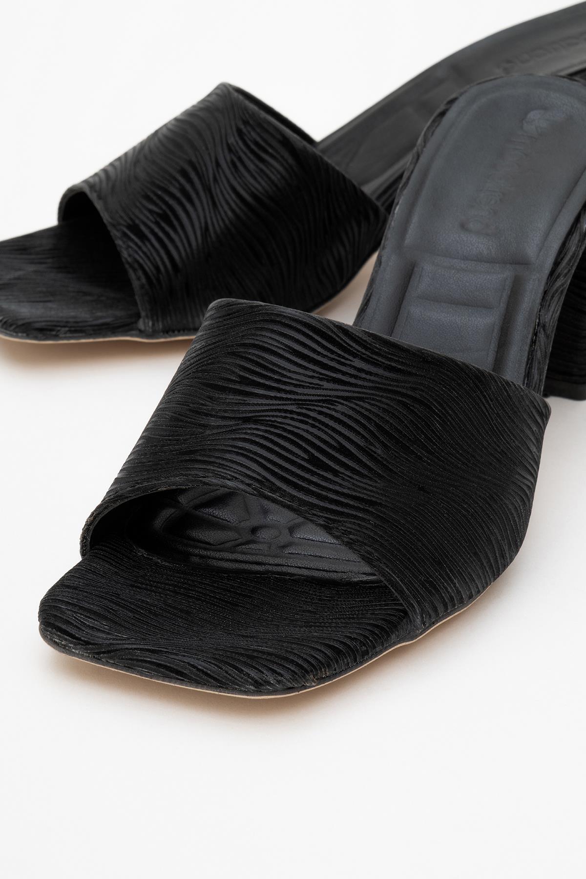 Kadın Topuklu Terlik SİYAH SUYOLU - Görsel 4