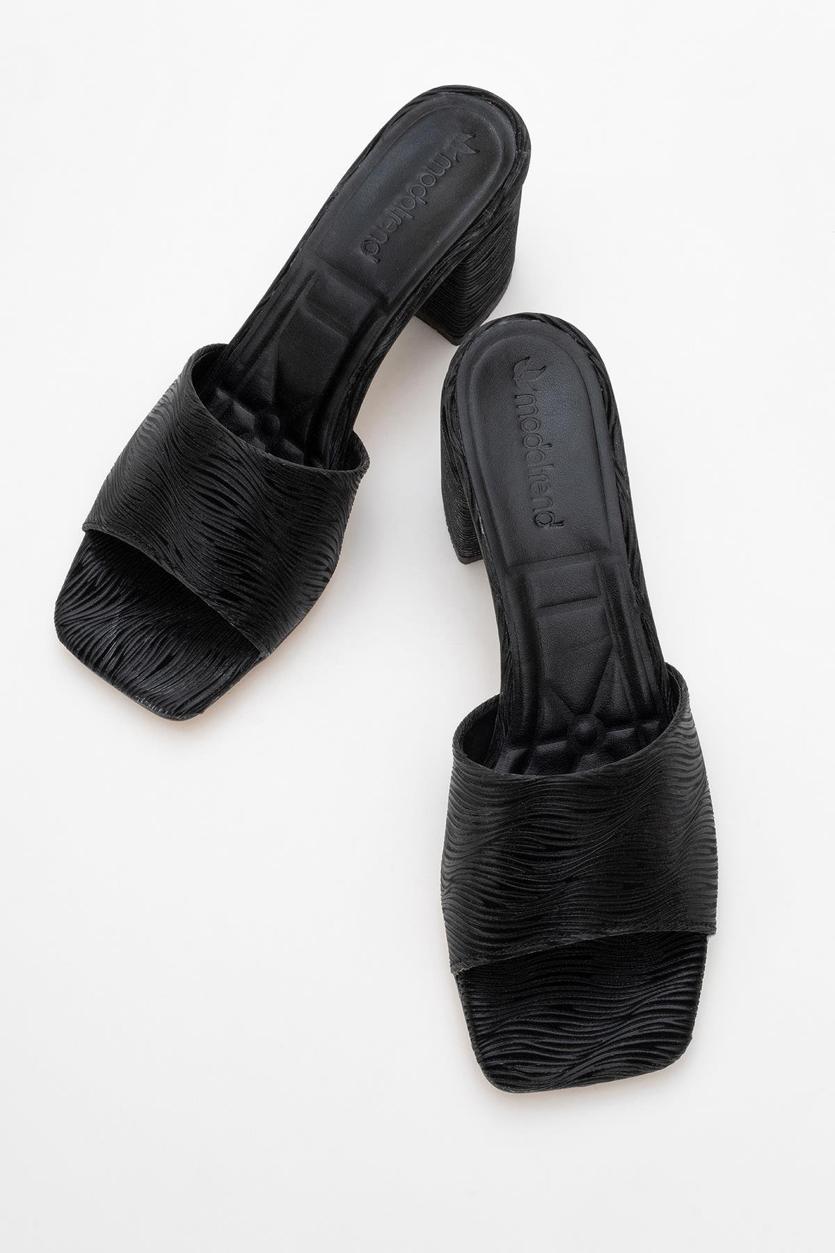 Kadın Topuklu Terlik SİYAH SUYOLU - Görsel 6