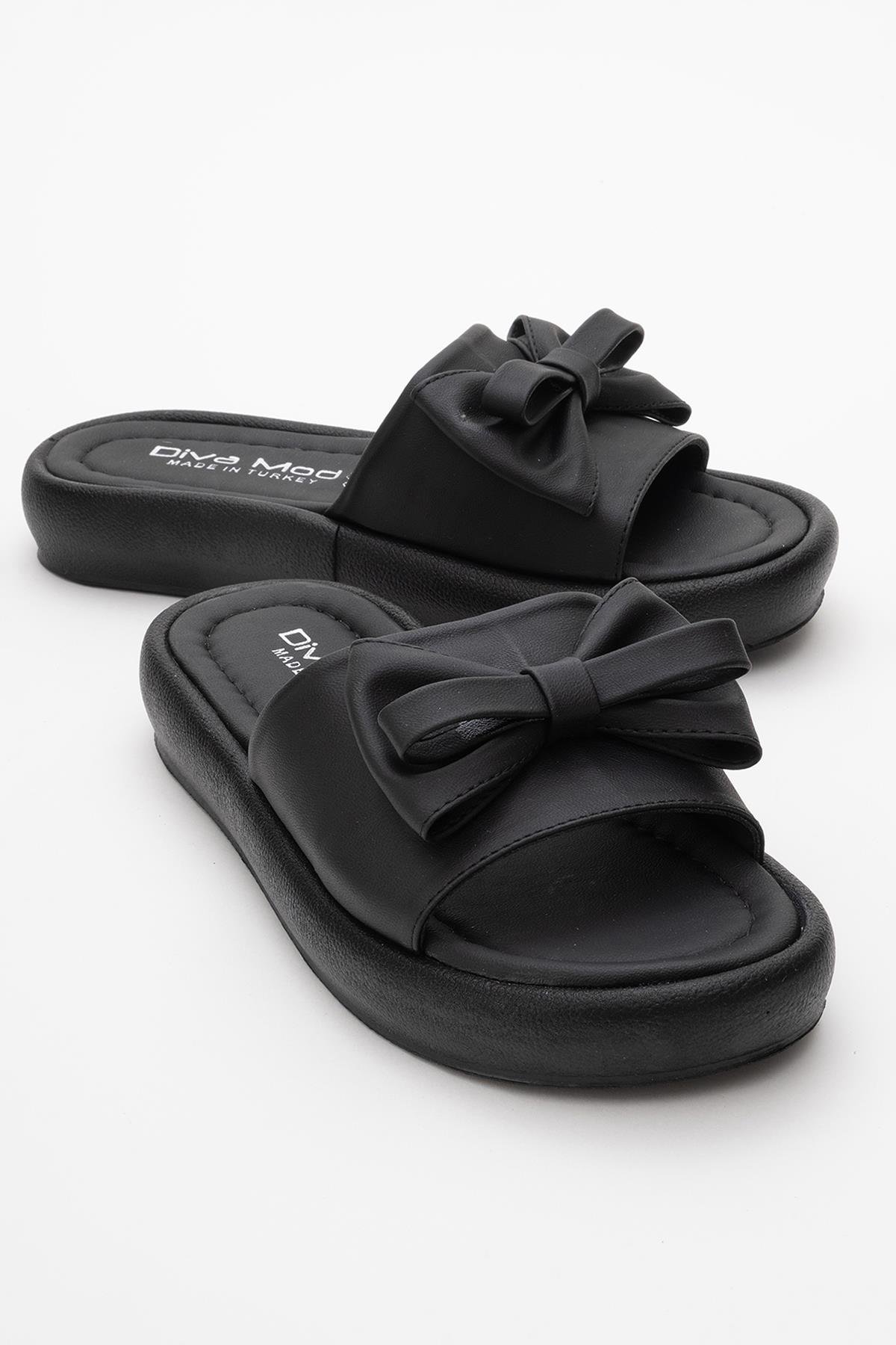 Kadın Papyonlu Tokalı Terlik SİYAH - Görsel 2