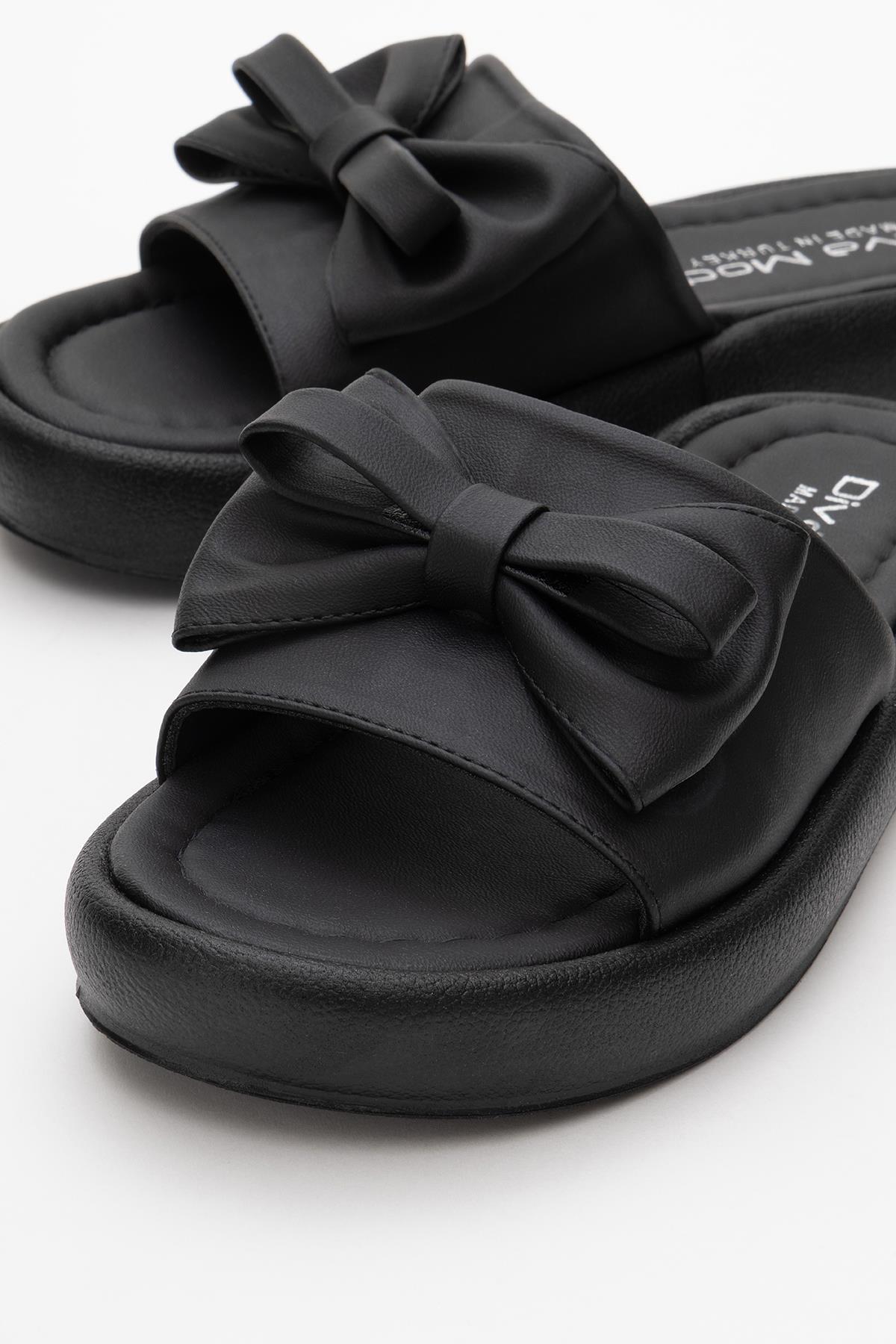 Kadın Papyonlu Tokalı Terlik SİYAH - Görsel 4
