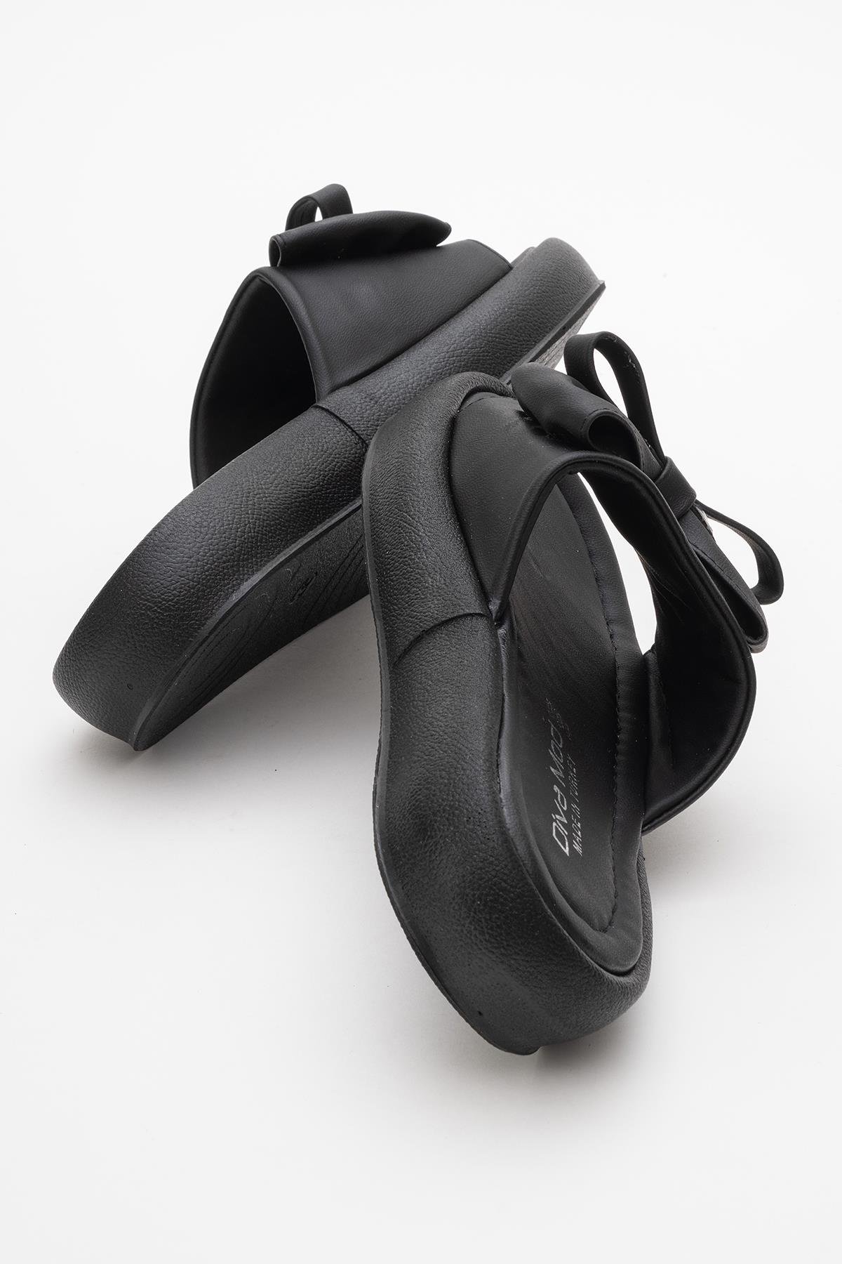 Kadın Papyonlu Tokalı Terlik SİYAH - Görsel 5