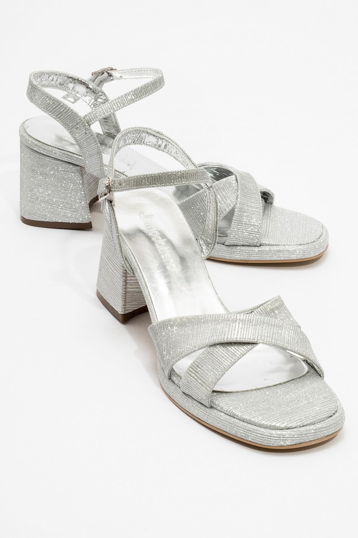 Kadın Simli Topuklu Ayakkabı GÜMÜŞ SİM - Görsel 2