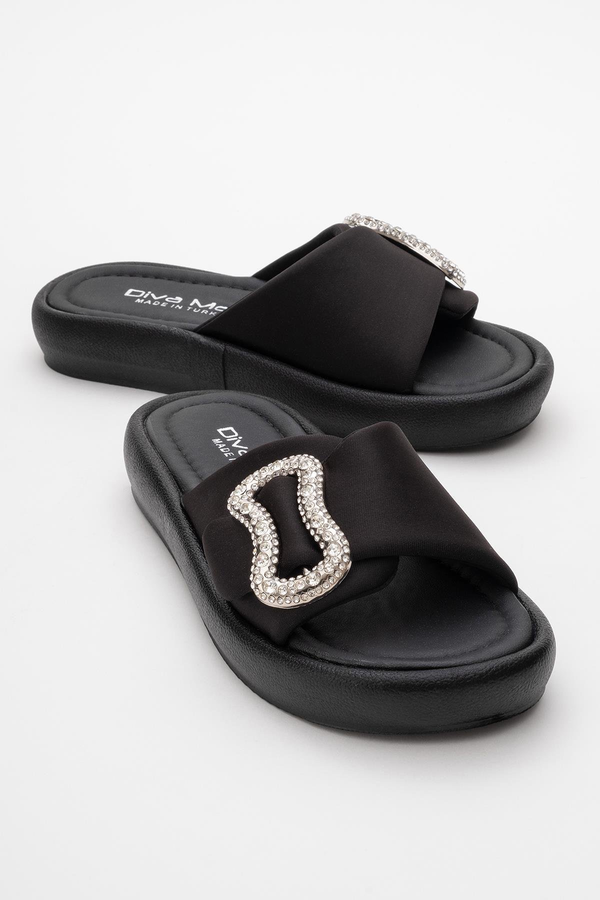 Kadın Taşlı Tokalı Terlik SİYAH - Görsel 2