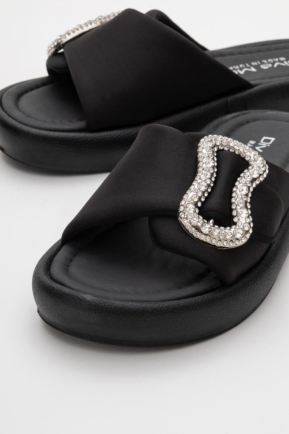 Kadın Taşlı Tokalı Terlik SİYAH - Görsel 4