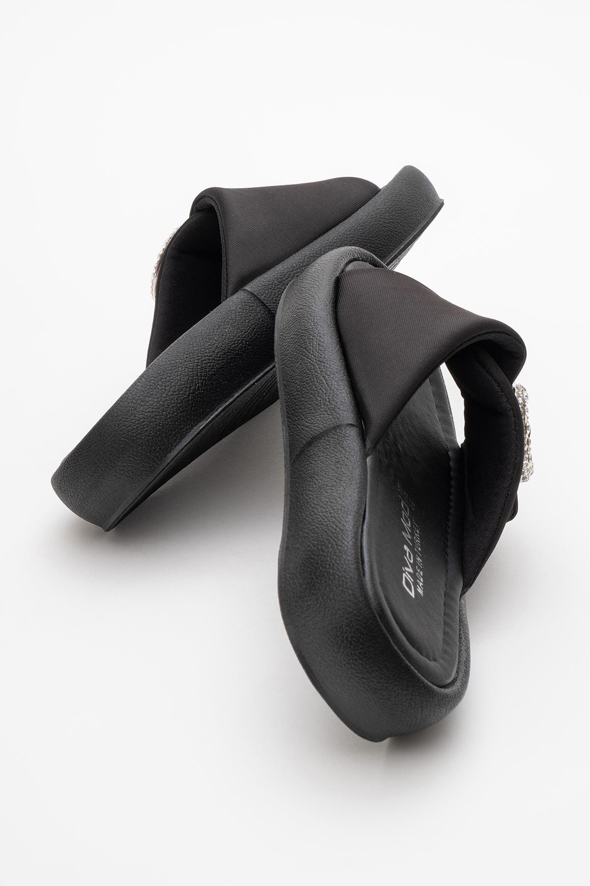 Kadın Taşlı Tokalı Terlik SİYAH - Görsel 5