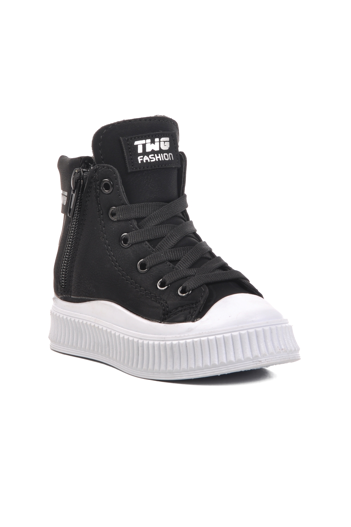 Siyah Beyaz Unisex İçi Polarlı Çocuk Bot - Görsel 4