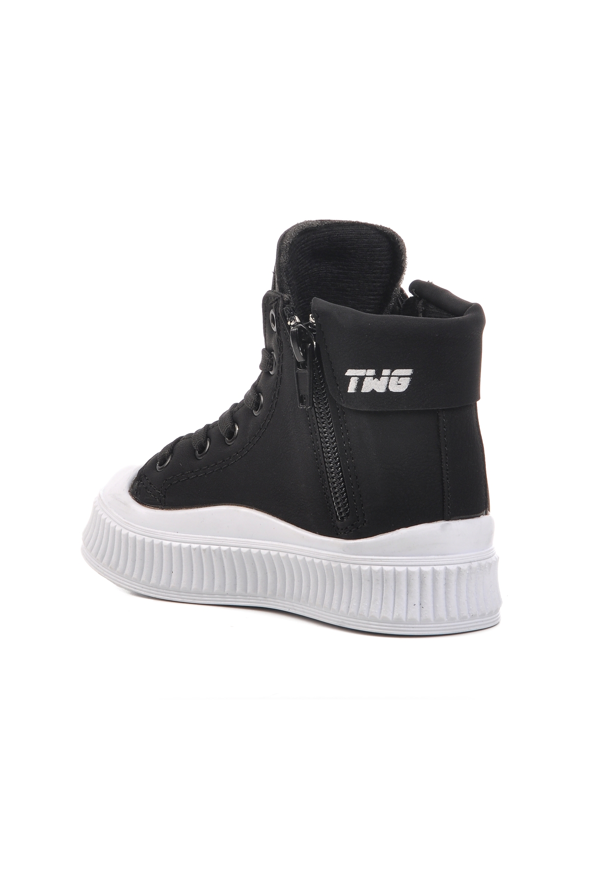 Siyah Beyaz Unisex İçi Polarlı Çocuk Bot - Görsel 5