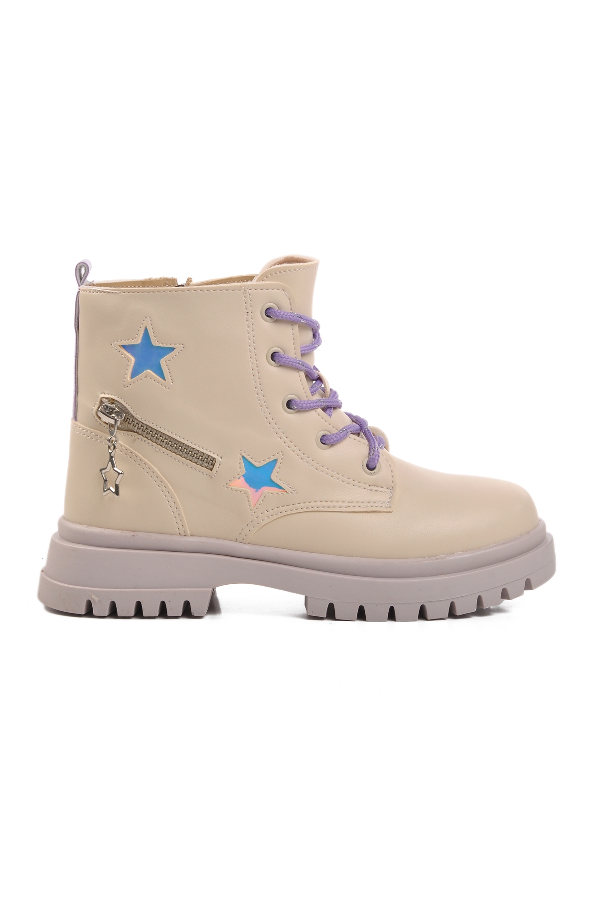 Krem Lila Poliüretan Kız Çocuk Bot - Görsel 2