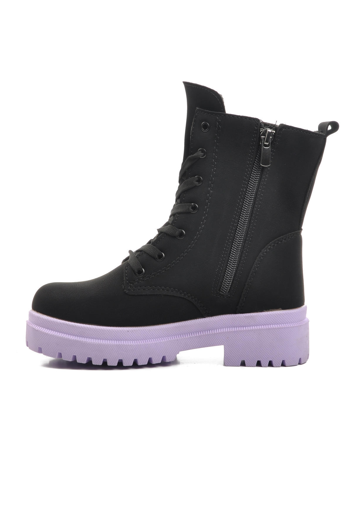 Siyah Lila İçi Kürklü Kız Çocuk Bot - Görsel 3