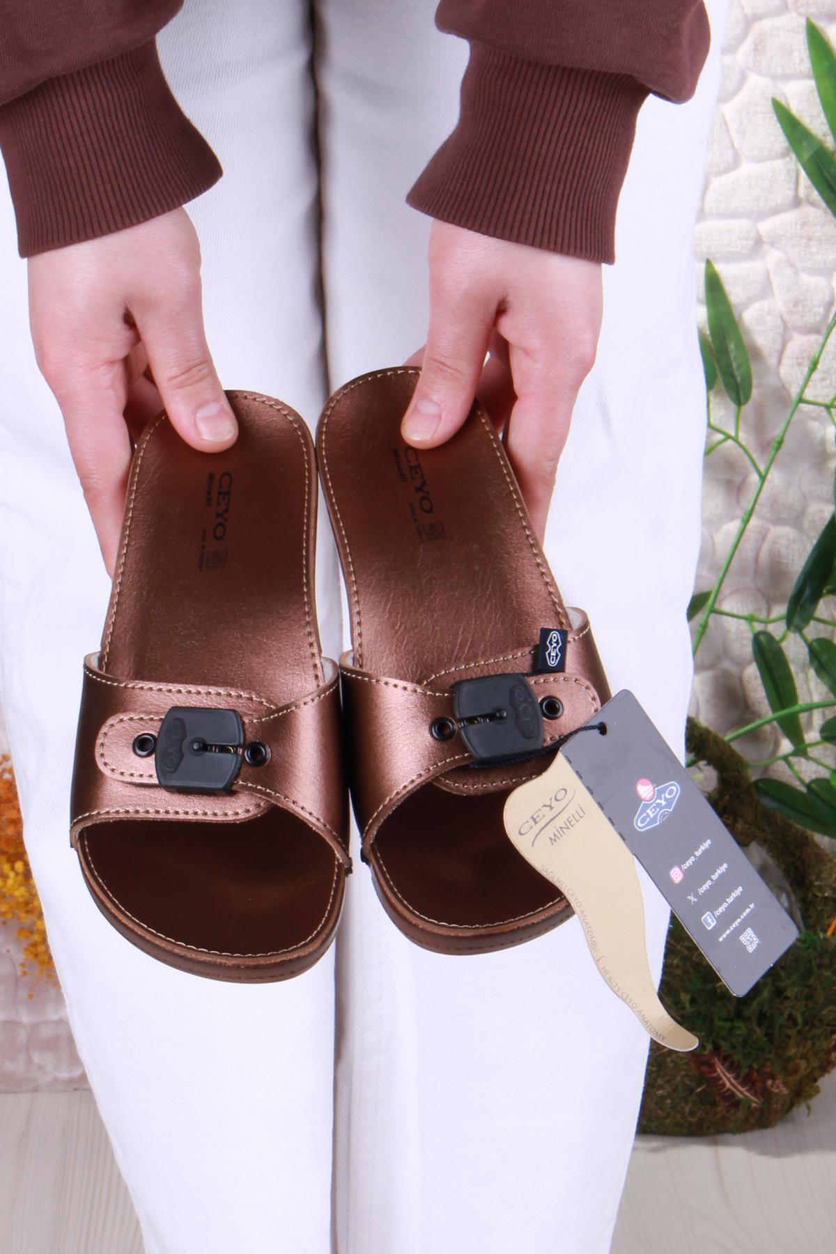 Minelli Topuklu Bakır Ortapedik Dolgu Topuk Kadın Terlik - Görsel 5