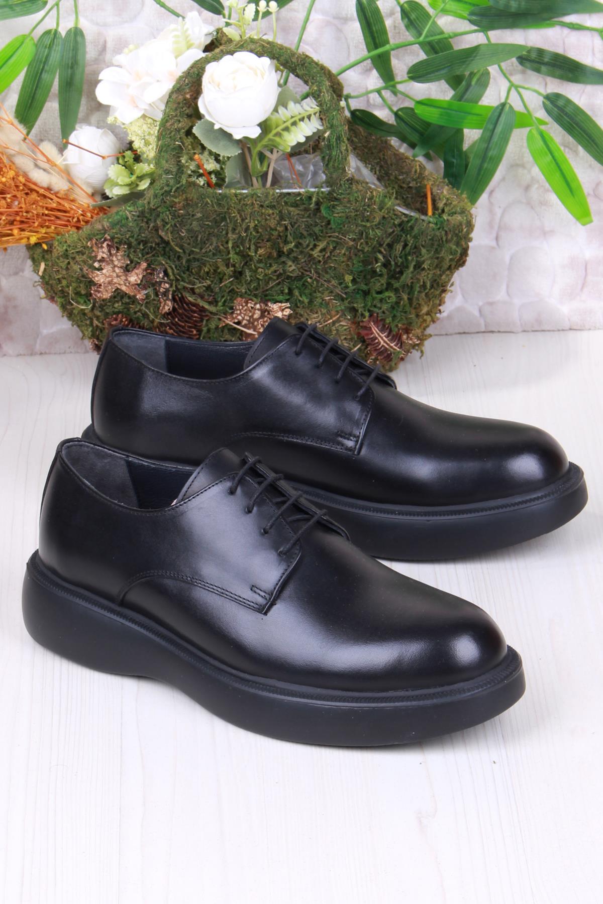 1112 Gold Rahat Hakiki Deri Kalın Taban Erkek Ayakkabı - Görsel 2