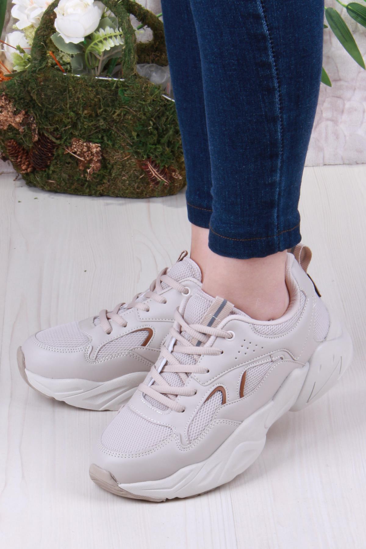 2107 LMB Rahat Hafif Kalın Taban Sneaker Kadın Spor Ayakkabı - Görsel 4
