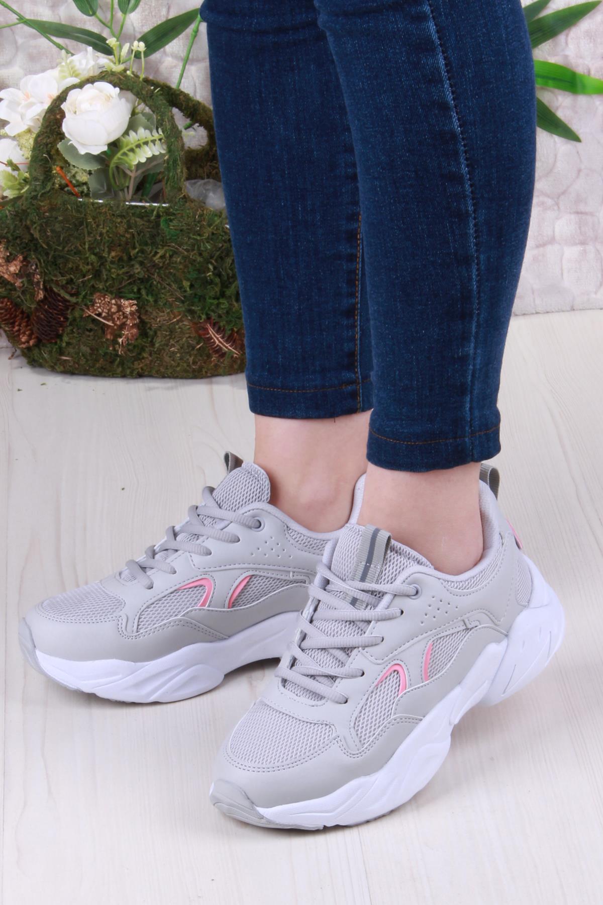 2107 LMB Rahat Hafif Kalın Taban Sneaker Kadın Spor Ayakkabı - Görsel 4