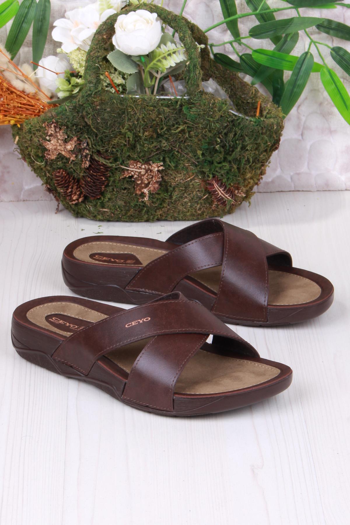 9877 Kahve Rahat Ortapedik Erkek Terlik - Görsel 2