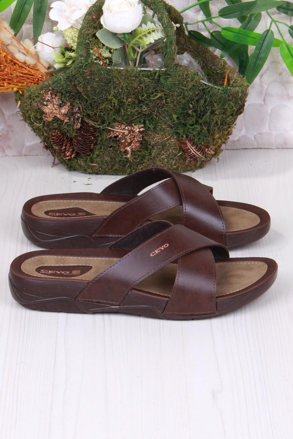 9877 Kahve Rahat Ortapedik Erkek Terlik - Görsel 3