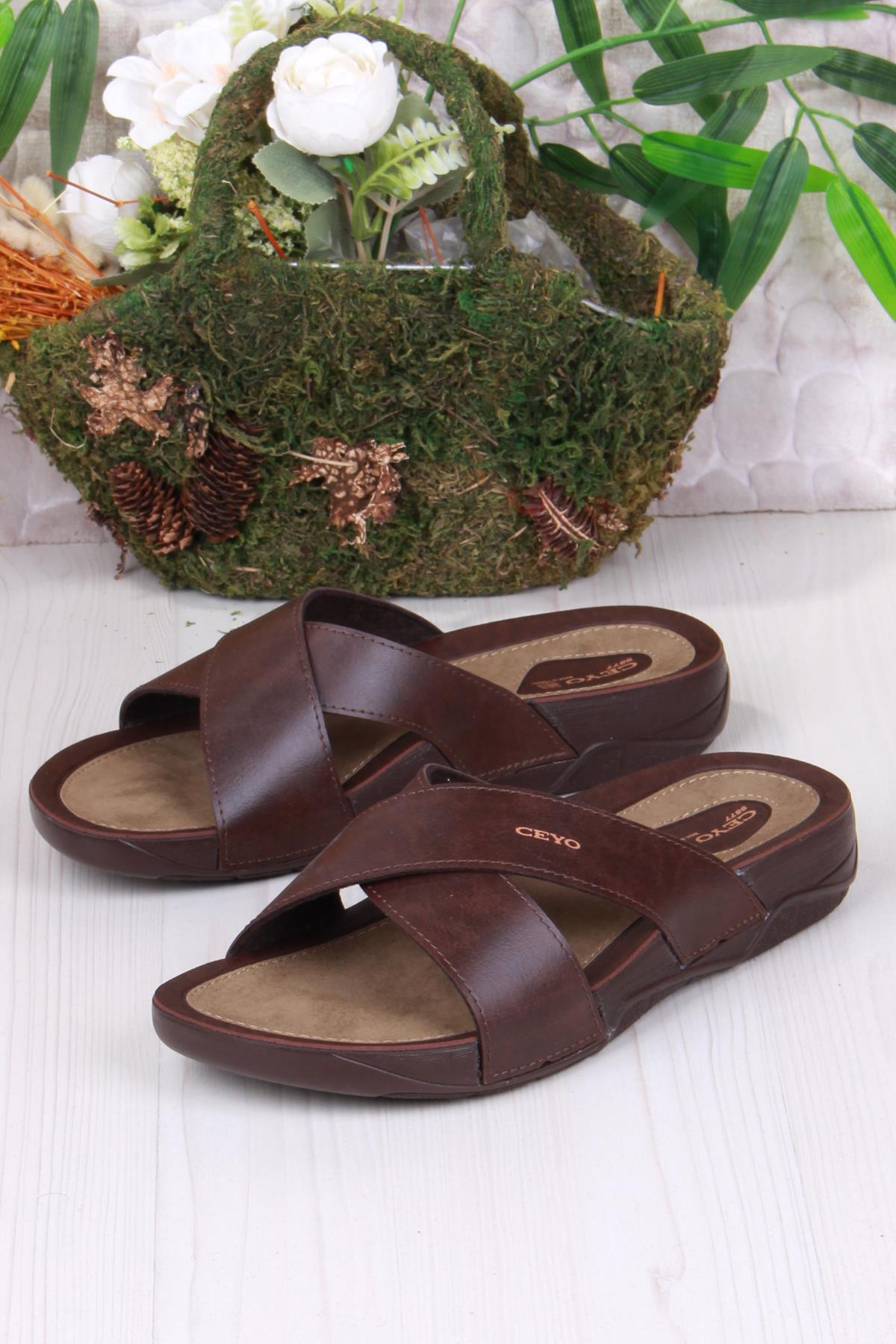 9877 Kahve Rahat Ortapedik Erkek Terlik - Görsel 4