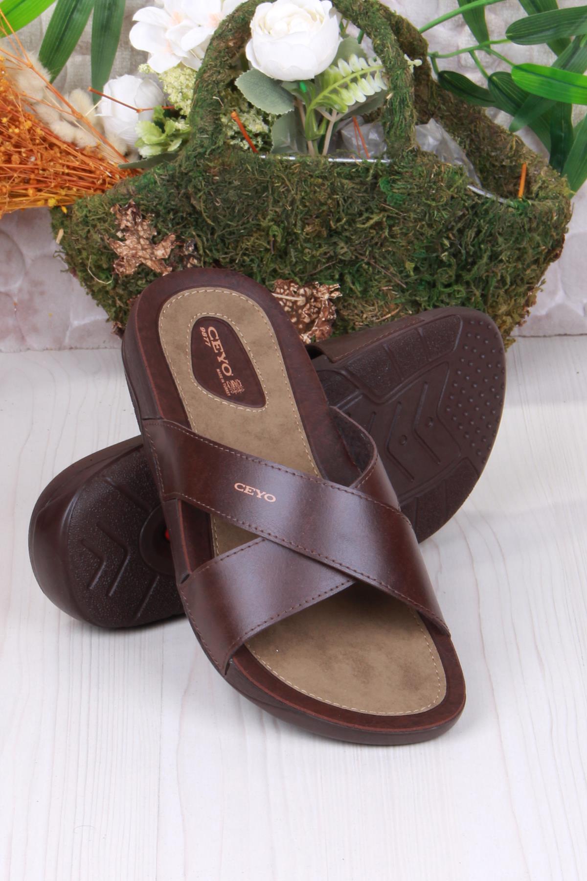 9877 Kahve Rahat Ortapedik Erkek Terlik - Görsel 5