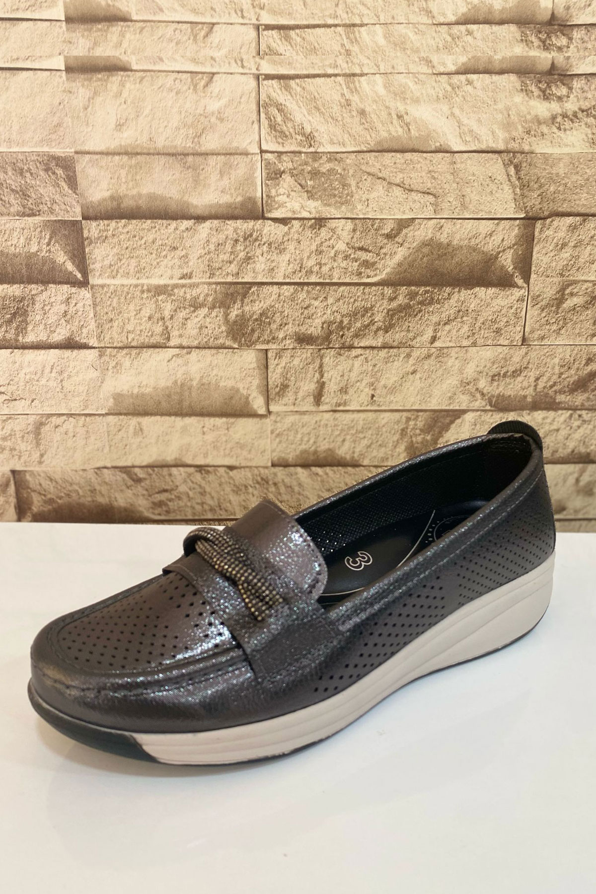 Kadın Anne 4 Nokta Ortopedik Terletmez Kaymaz Anatomik Taban Ayakkabı Günlük Kadın Casual Babet 1021-111-0008 - Görsel 3