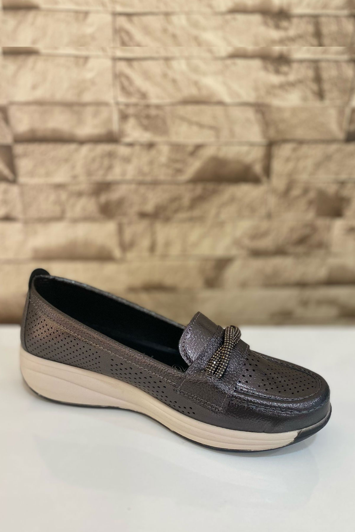 Kadın Anne 4 Nokta Ortopedik Terletmez Kaymaz Anatomik Taban Ayakkabı Günlük Kadın Casual Babet 1021-111-0008 - Görsel 4