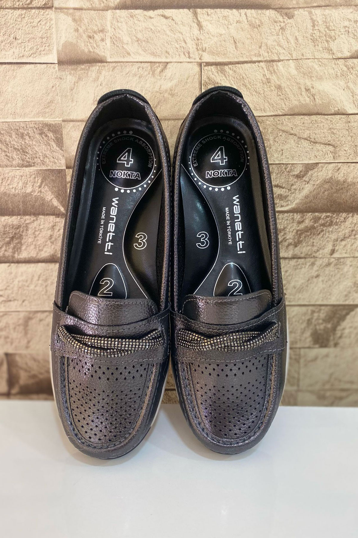 Kadın Anne 4 Nokta Ortopedik Terletmez Kaymaz Anatomik Taban Ayakkabı Günlük Kadın Casual Babet 1021-111-0008 - Görsel 5