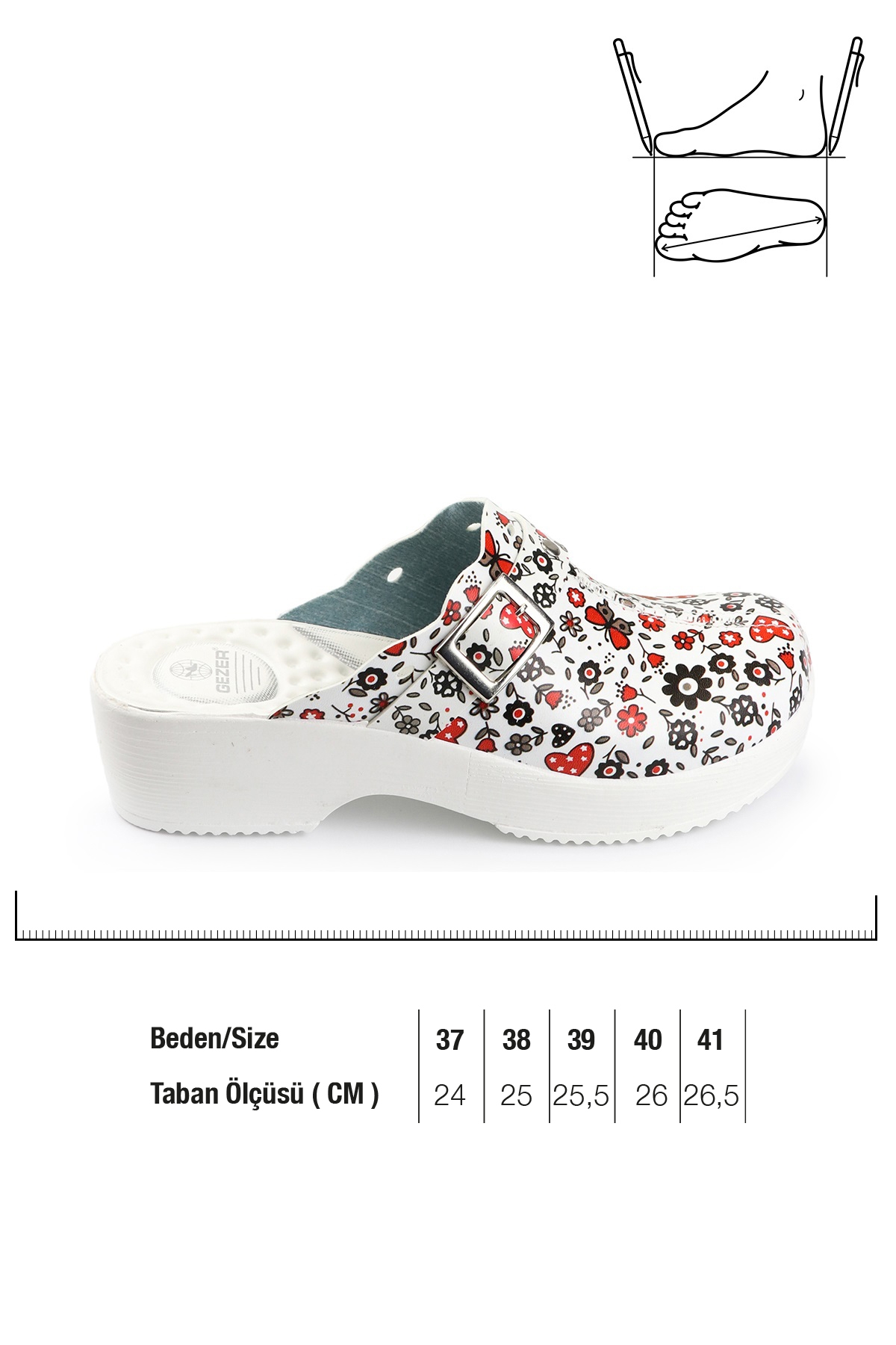 Yazlık Çiçek Kalp Desenli Comfort Sabo Kadın Terlik - Görsel 3