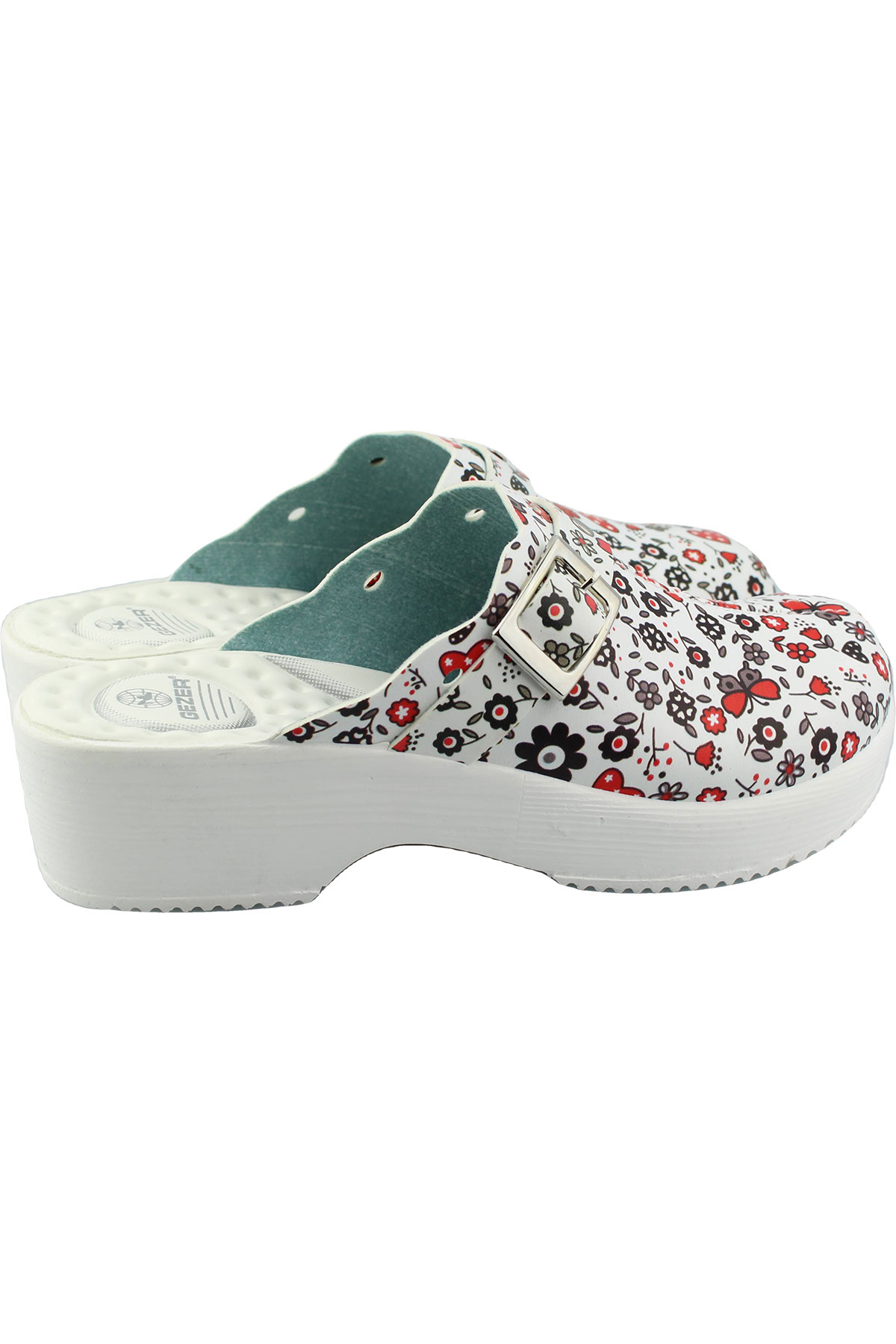 Yazlık Çiçek Kalp Desenli Comfort Sabo Kadın Terlik - Görsel 6