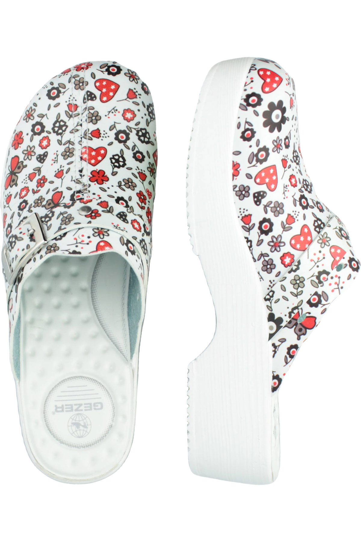 Yazlık Çiçek Kalp Desenli Comfort Sabo Kadın Terlik - Görsel 8