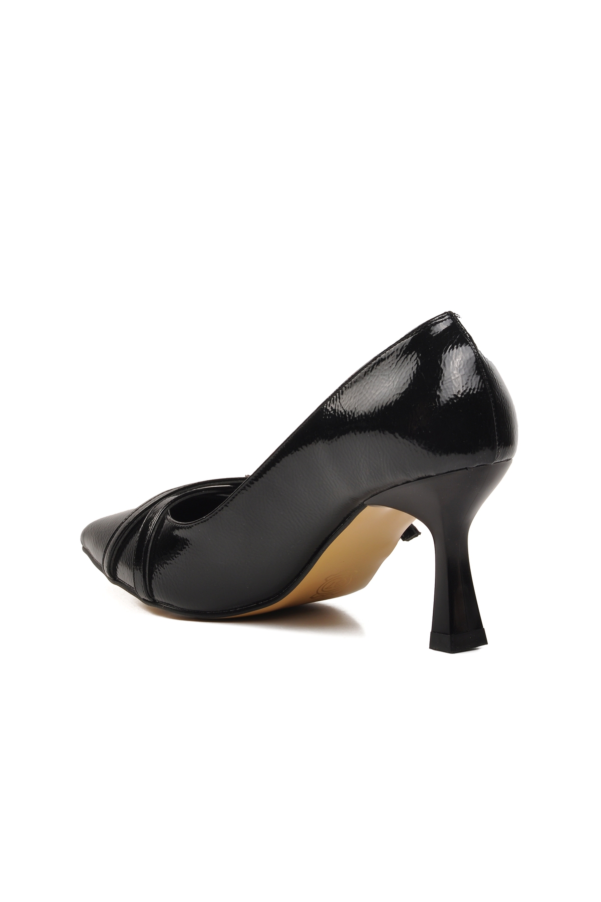 Aspor Siyah Kırışık Kadın Topuklu Stiletto Ayakkabı - Görsel 5