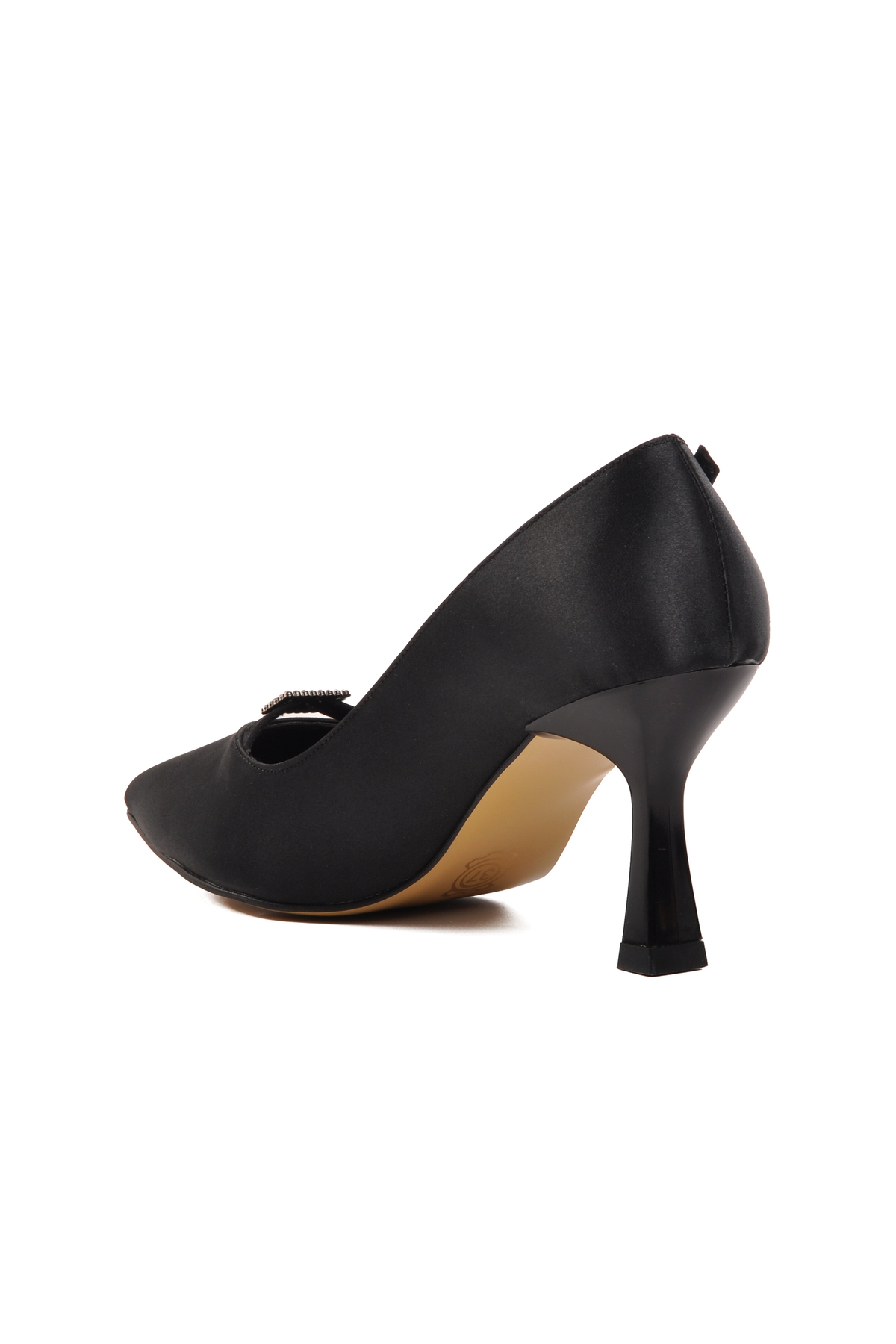 Aspor Siyah Saten Kadın Topuklu Stiletto Ayakkabı - Görsel 5