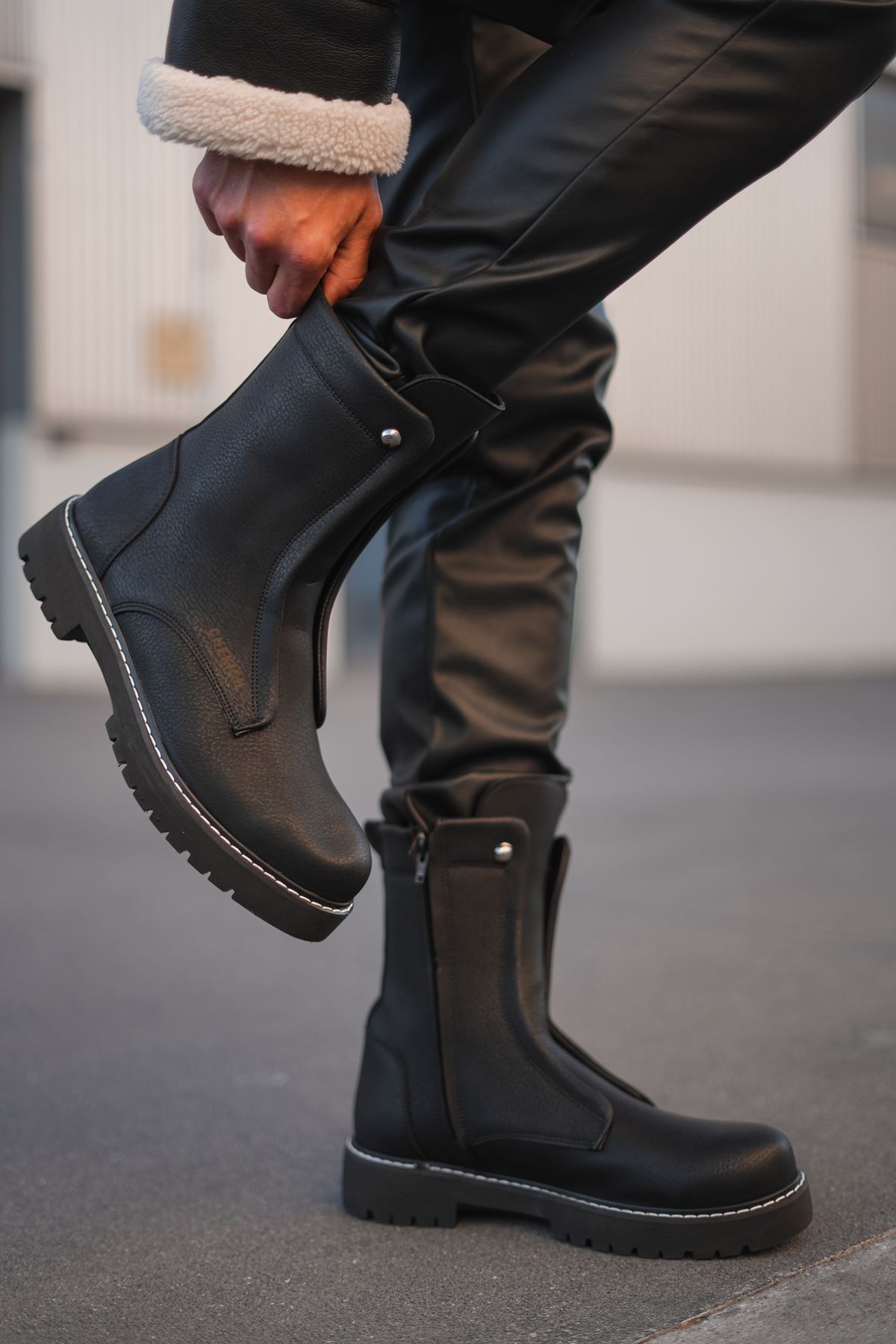 Fermuarlı Erkek Düz Bot Siyah - Görsel 2