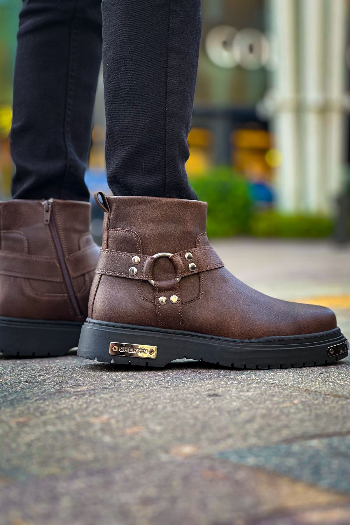 Fermuarlı Erkek Düz Bot Kahve - Görsel 4