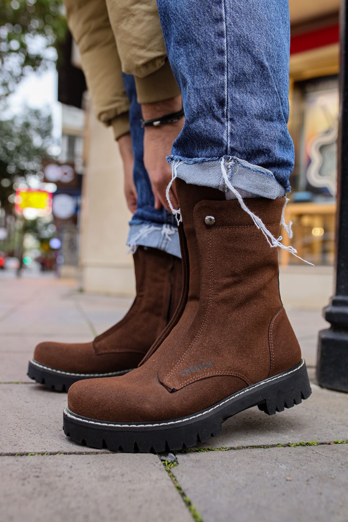 Fermuarlı Erkek Düz Bot Kahve - Görsel 2