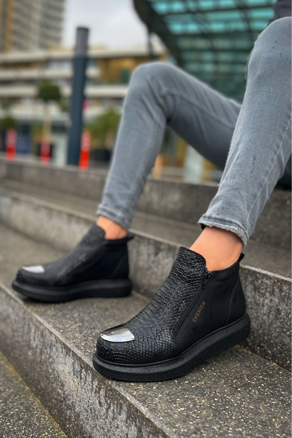 Fermuarlı Erkek Düz Bot Siyah - Görsel 2