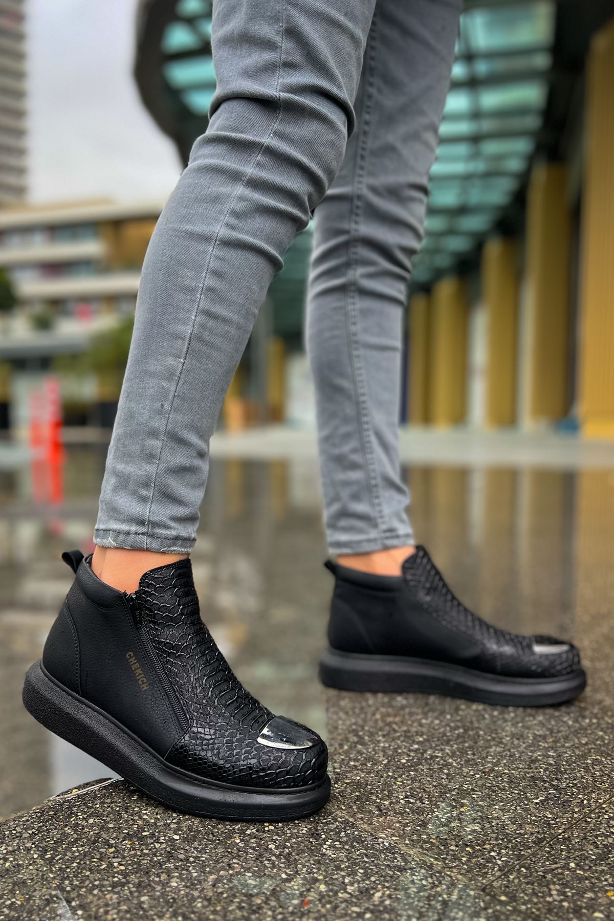 Fermuarlı Erkek Düz Bot Siyah - Görsel 3