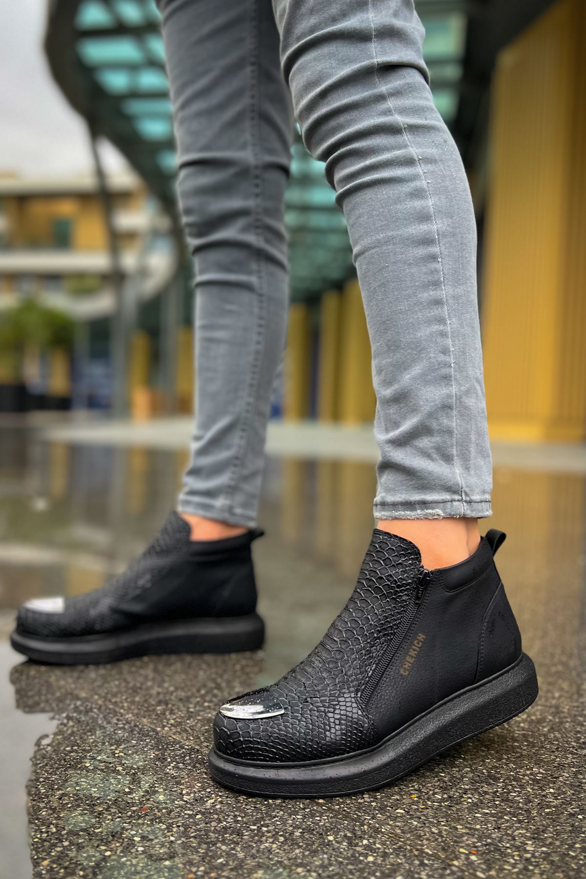 Fermuarlı Erkek Düz Bot Siyah - Görsel 4