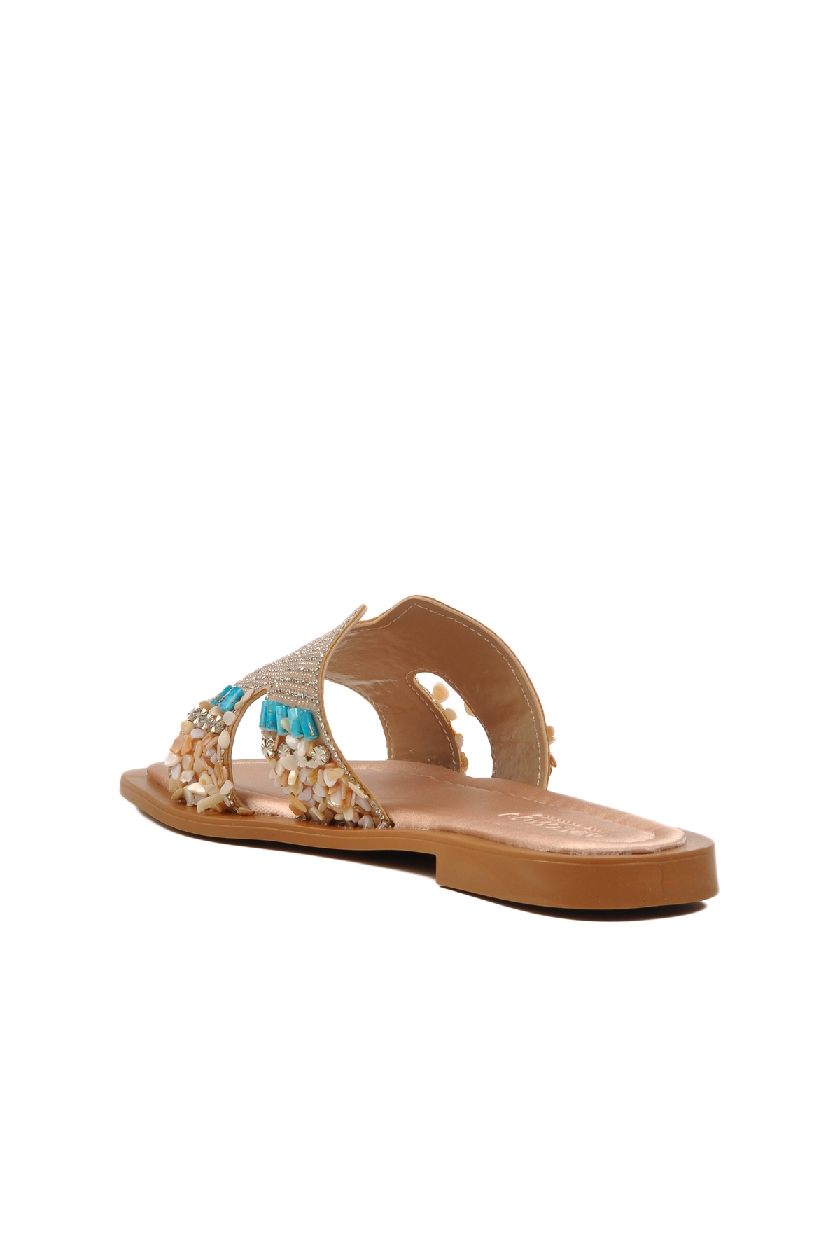 Bej Taş İşlemeli İnce Taban Hafif Kadın Terlik 246048 Z - Görsel 5