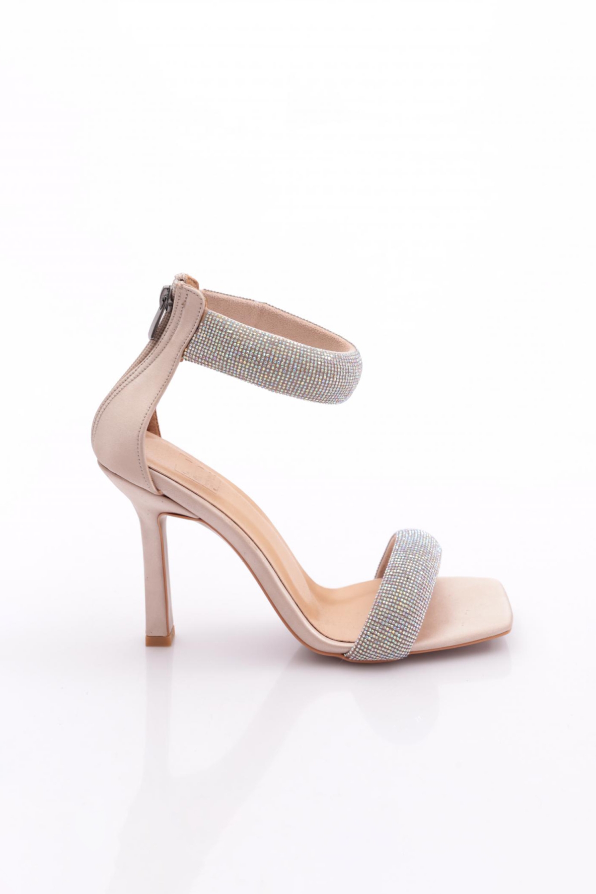 8044Kadin Silver Taşli Bilekten Bağli Topuklu Ayakkabi - Görsel 2