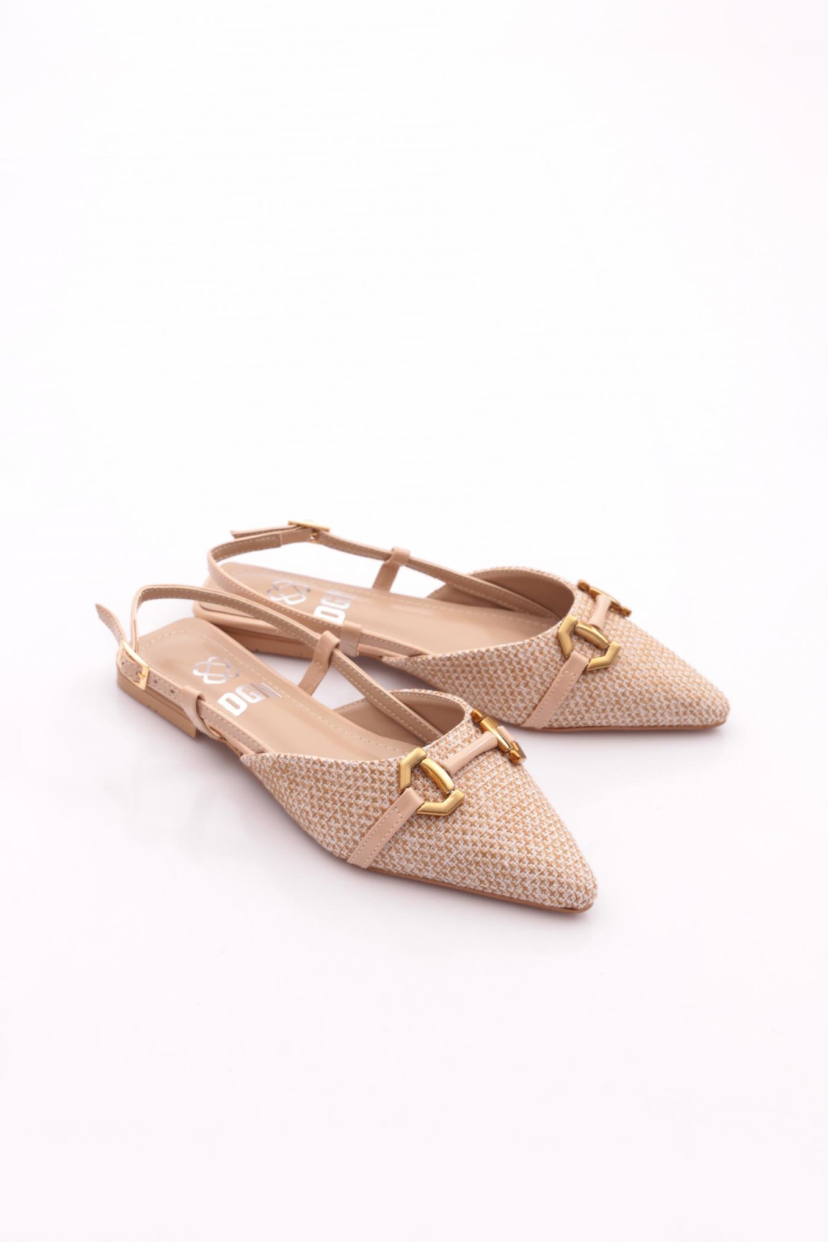 6006 Kadin Metal Aksesuarli Arkadan Bağlamali Babet - Görsel 3