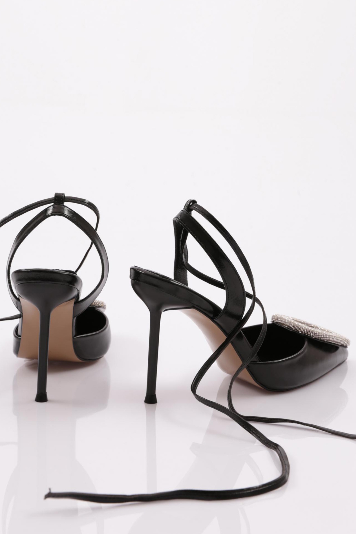 5066 Kadin Yuvarlak Taş Detayli Topuklu Ayakkabi - Görsel 4