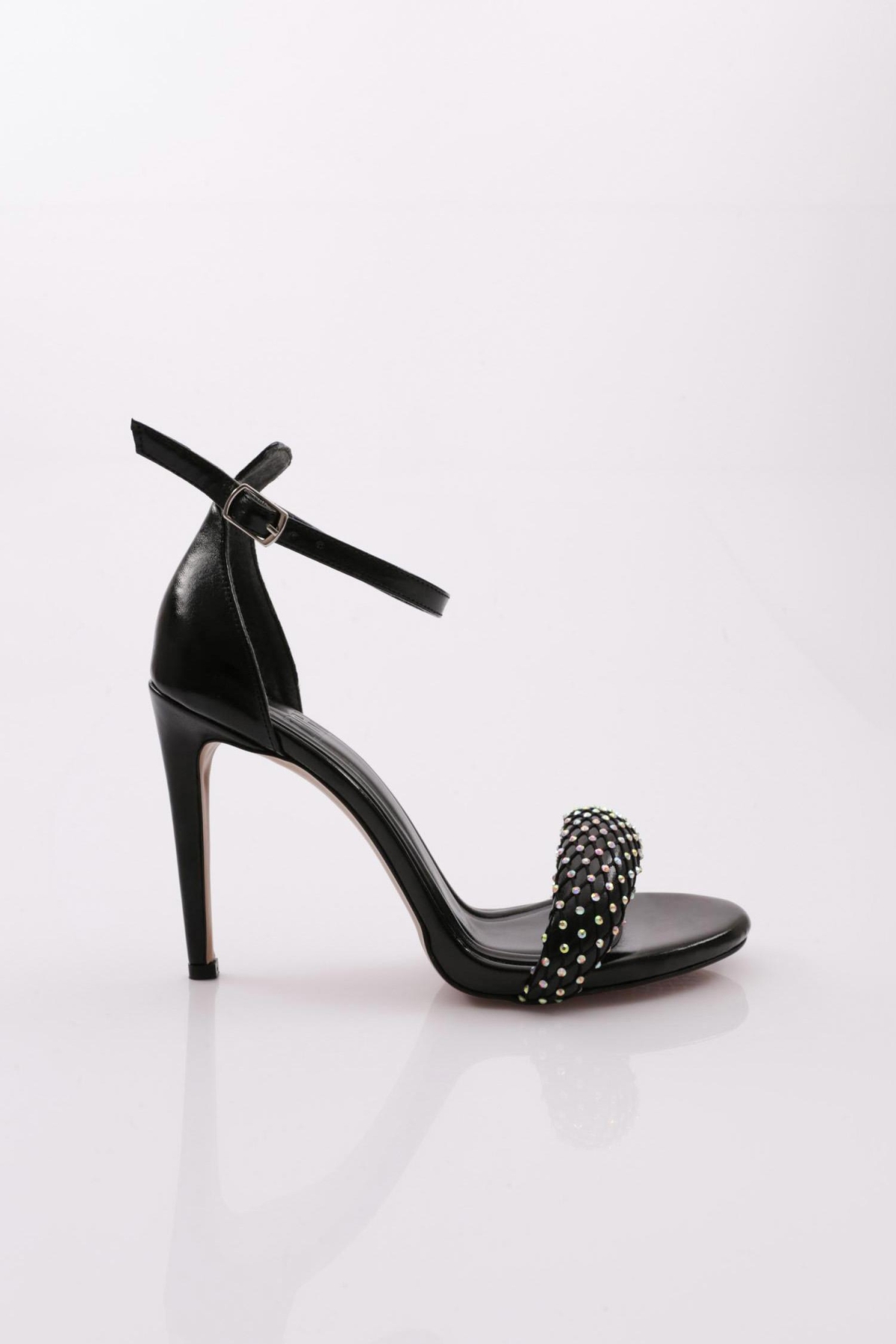 2040 Kadin File Detayli Taş İşli Topuklu Ayakkabi - Görsel 2