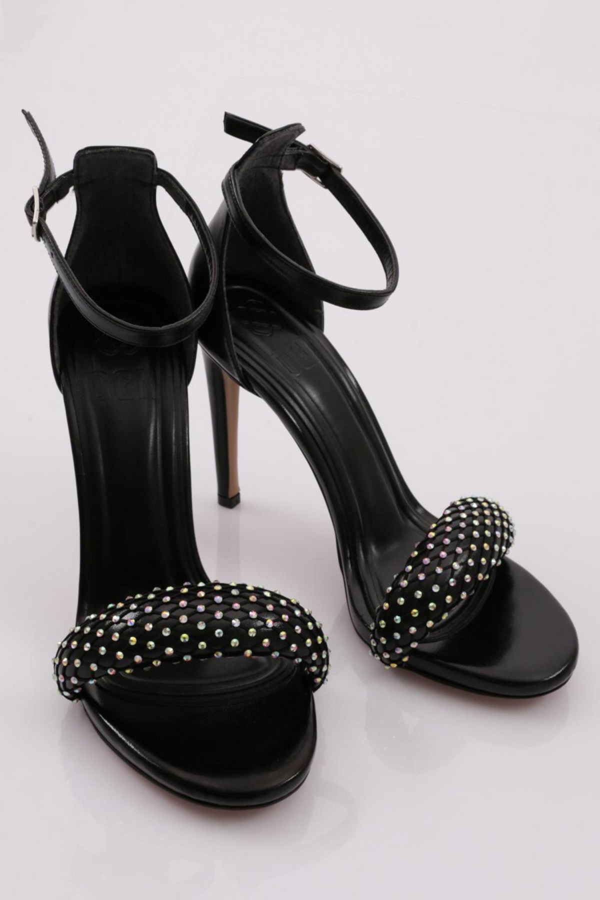 2040 Kadin File Detayli Taş İşli Topuklu Ayakkabi - Görsel 3