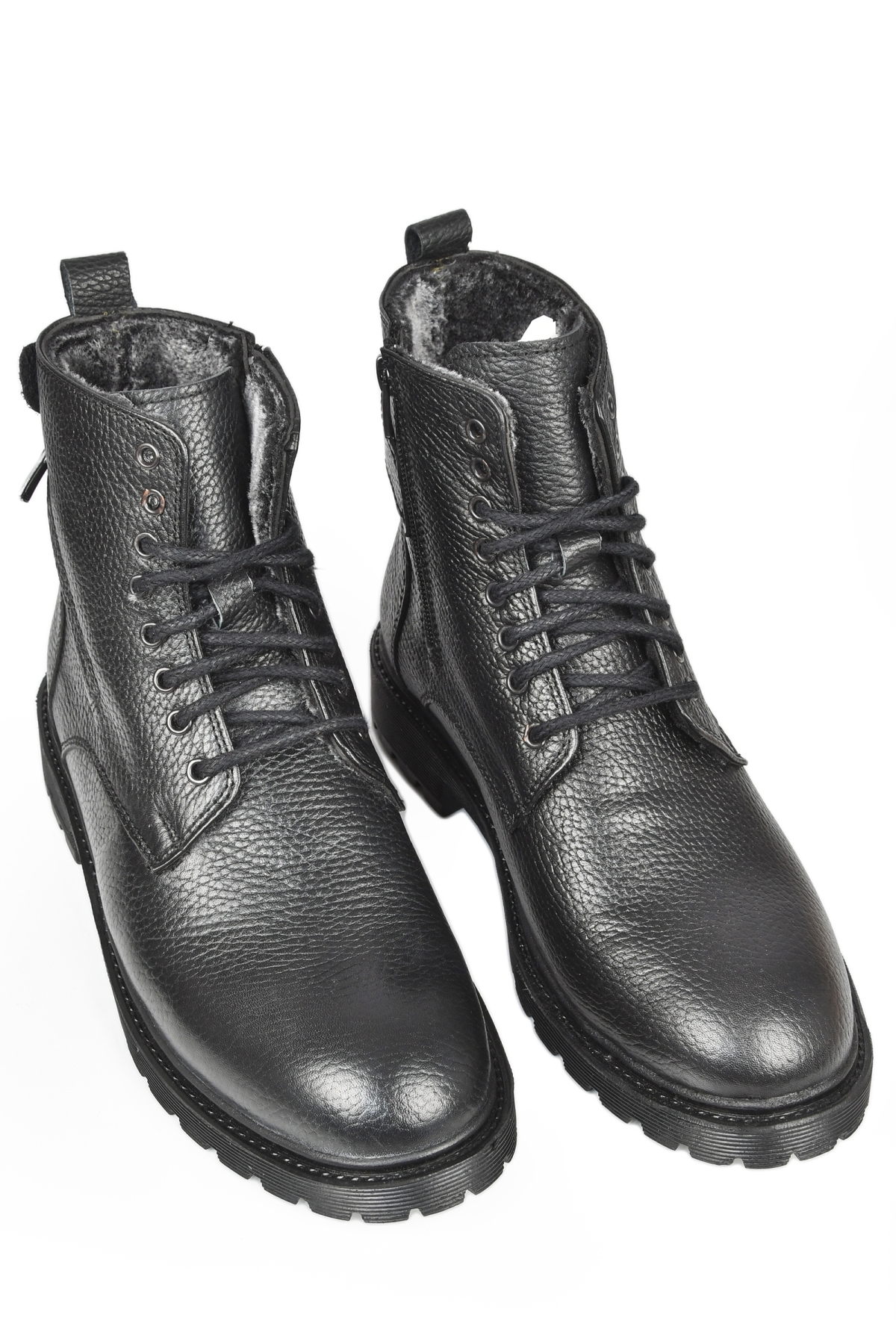 DeepSEA Erkek Siyah Su &amp; Soğuğa Dayanıklı İçi Kürklü Bağcıklı Hakiki Deri Ortopedik Kaymaz Taban Bot 2509991 - Görsel 3