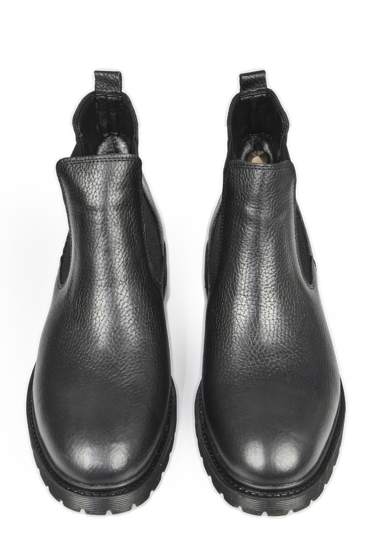 DeepSEA Erkek Siyah Yanları Lastikli İçi Kürklü Hakiki Deri Ortopedik Kaymaz Taban Yarım Bot 2509990 - Görsel 3