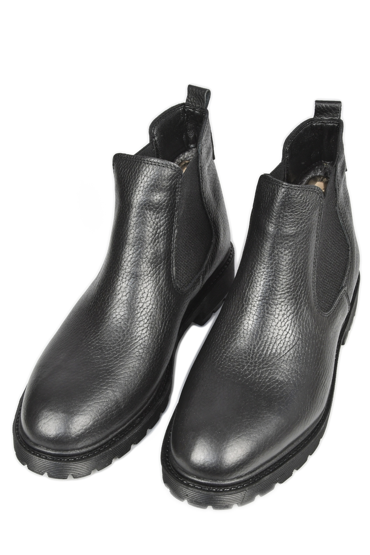 DeepSEA Erkek Siyah Yanları Lastikli İçi Kürklü Hakiki Deri Ortopedik Kaymaz Taban Yarım Bot 2509990 - Görsel 6