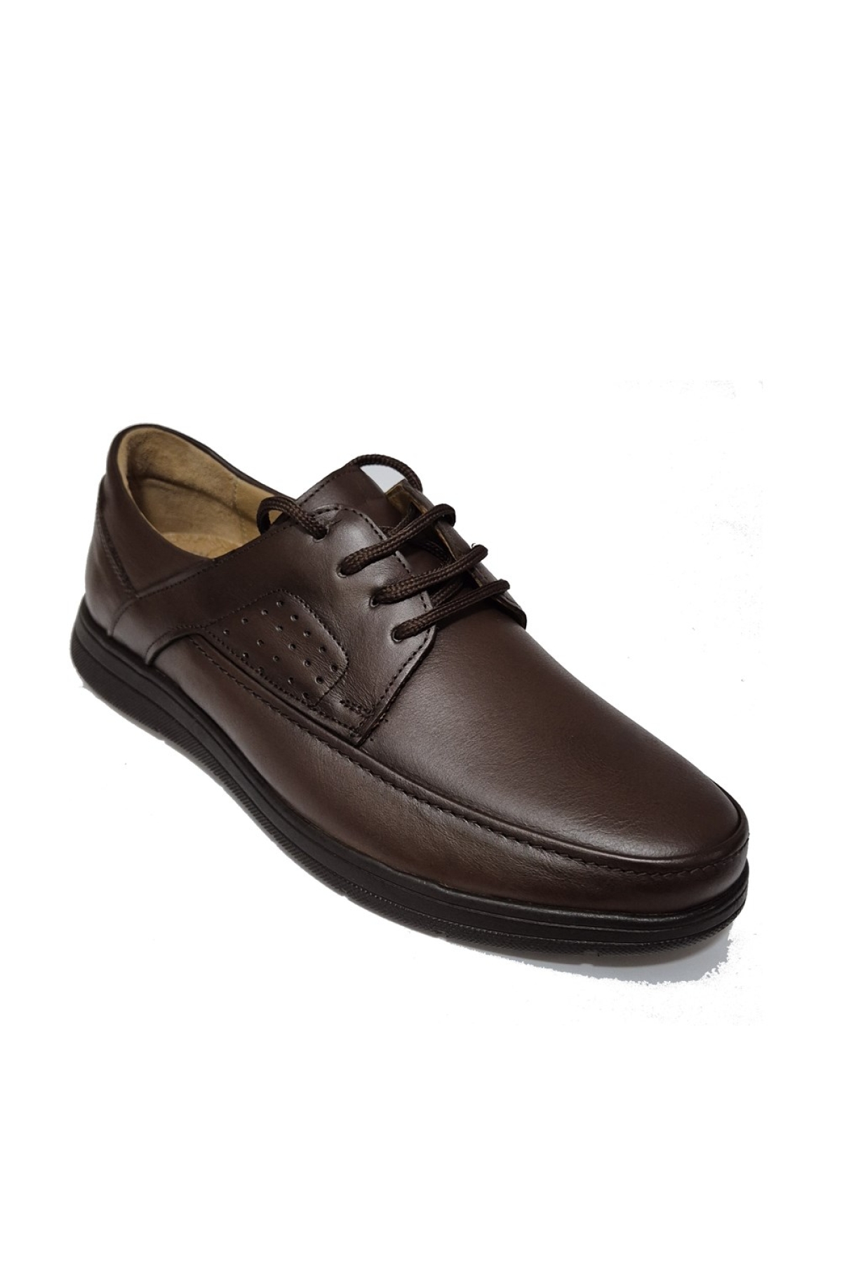 Bağcıklı Üst Yan Kısım Nokta Baskılı Hakiki Deri Erkek Konfor Ayakkabı AY-221-Y - Görsel 2